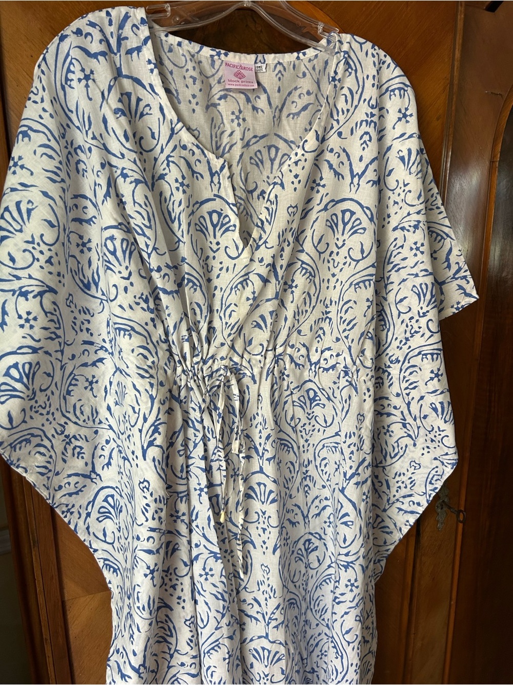 Women’s  One-Piece Blue & White Drawstring Kaftan